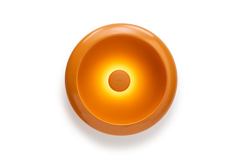 Fatboy Oloha Medium Bowl with Rechargeable Lamp | Multifunctional | Lamp: ABS and silicone | Shade: Steel | Suitable for Indoor & Outdoor Use | Stepless dimmable | Sunny Orange - (30 x 7.3 cm) - Image 1